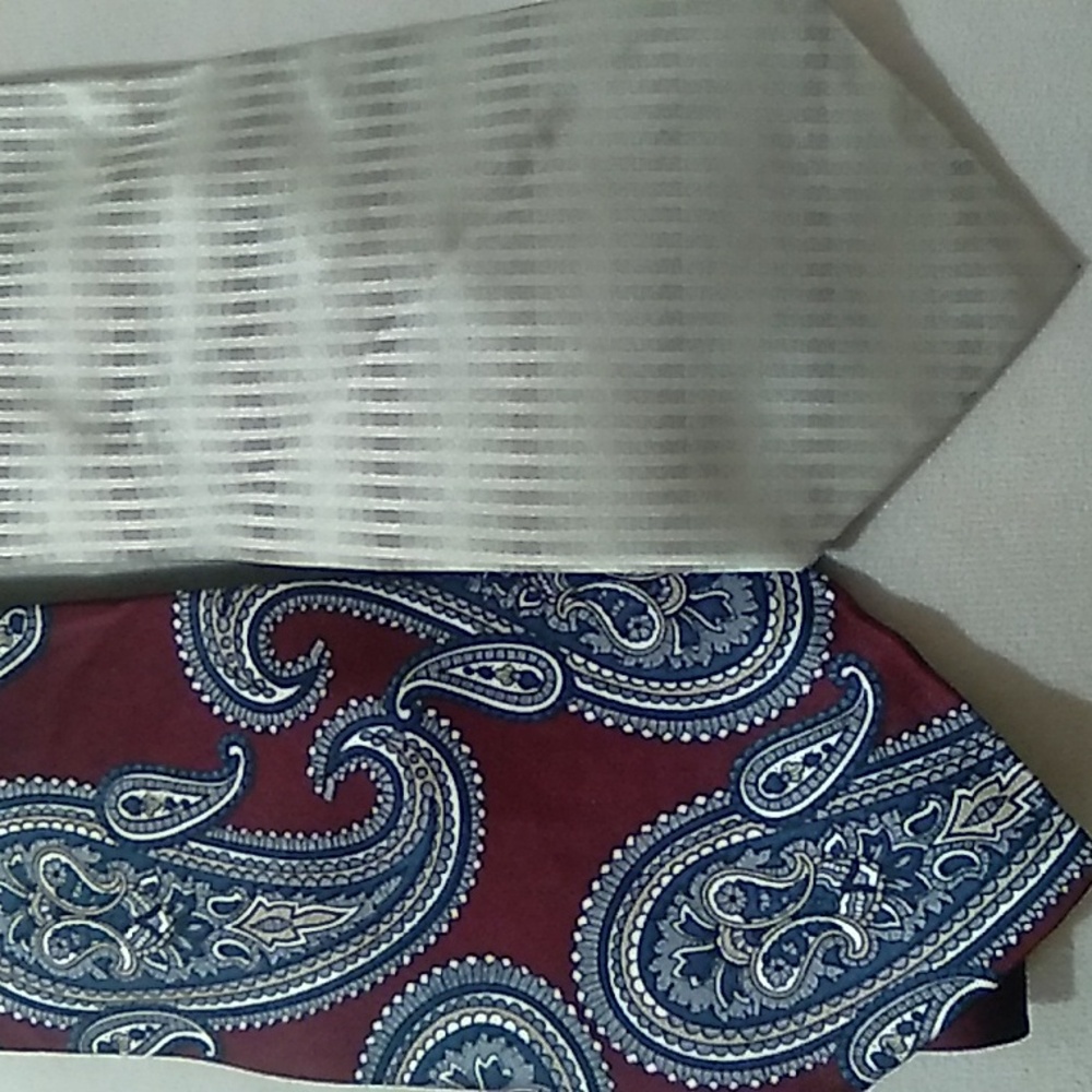 The American Edition maroon & navy paisley and Bruno Conte shades of taupe.